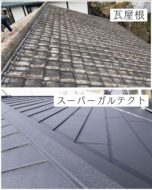 瓦屋根とスーパーガルテクトの比較